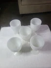 Anchor Hocking Vintage Milk Glass Hobnail Goblet White Footed Set Of 5.