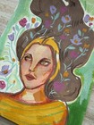 Original Painting 5x7, Whimsical Woman Portrait, Signed — photo 3