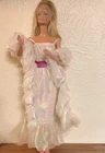 Vintage 80s Original Super Star Era Crystal Dress Boa Iridescent White Barbie 30