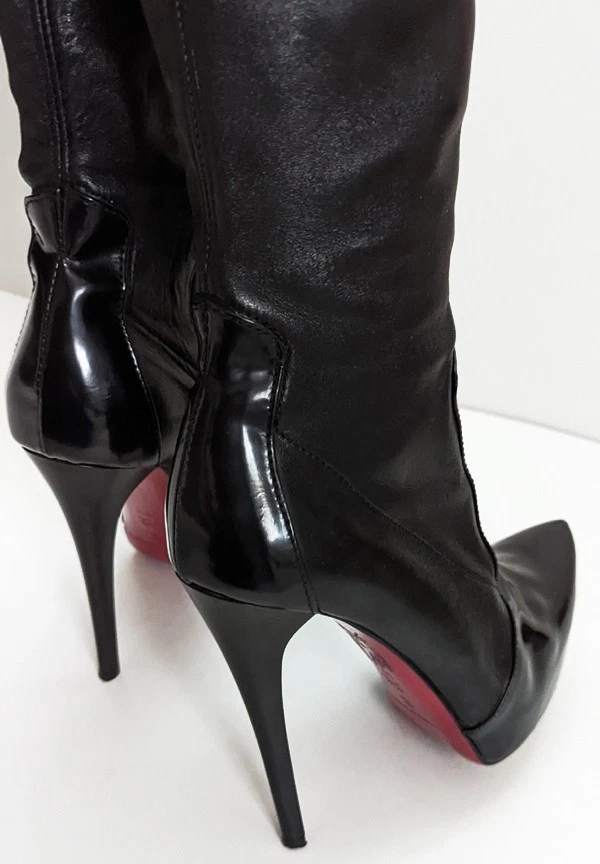 GIANMARCO LORENZI Over the Knee Thigh High Heels Stretch Leather Stiletto Boots - Image 4 of 4