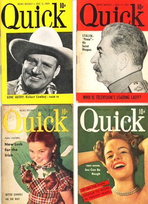 Quick Magazines 10 Different Issues 1950's Autry Gabor MacArthur Queen Hollywood