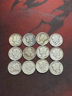 90% Silver Mercury Dimes Lot of 12 $1.20 Face Value Junk Silver Mixed Dates