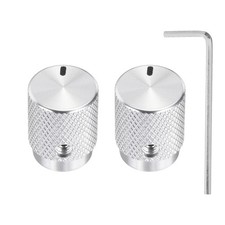 2 Pcs Aluminium Knobs, 6mm IDx12.5mm ODx16mm, Oval Indicator, Bright Silver