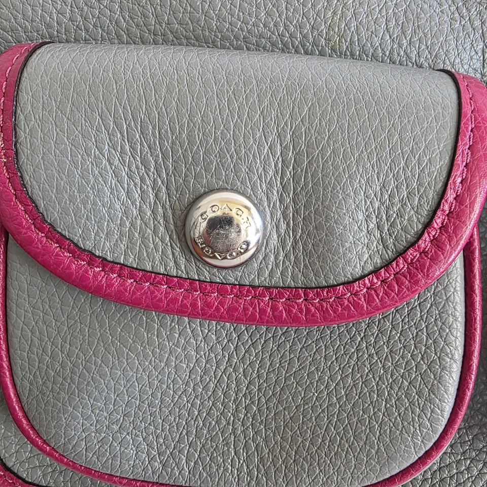Bandolera Coach Pennie con Cartera/Estuche para Monedero Cuero Guijarro Gris/Rosa LEER Foto 4 de 4