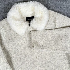 Denim & Co Jacket Womens Small Faux Fur Collar Sherpa Full Zip Pullover Cozy