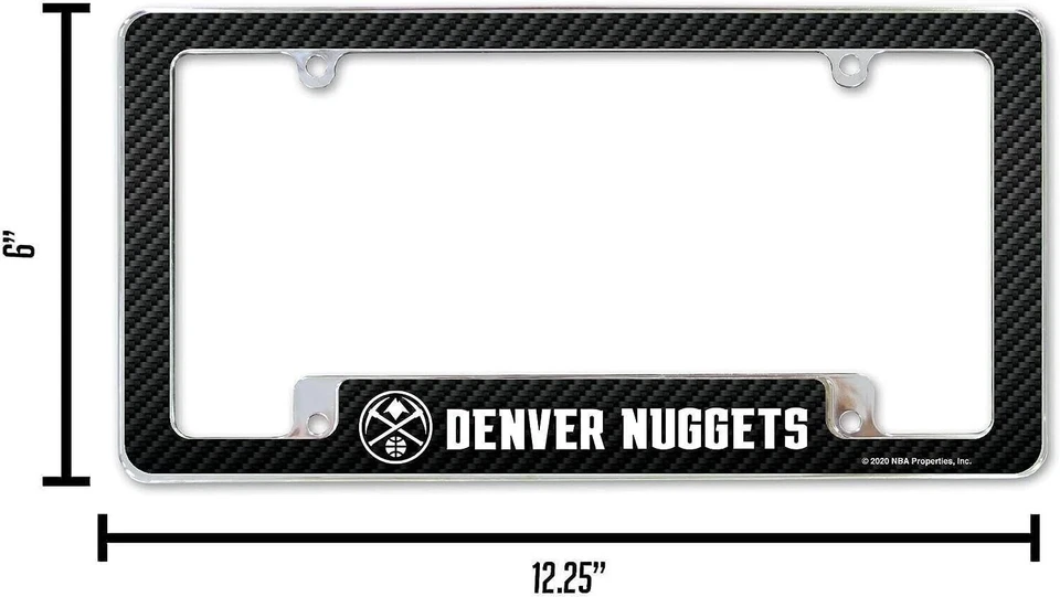 Cubierta de etiqueta de marco de matrícula de metal premium Denver Nuggets, fibra de carbono... Foto 4 de 4