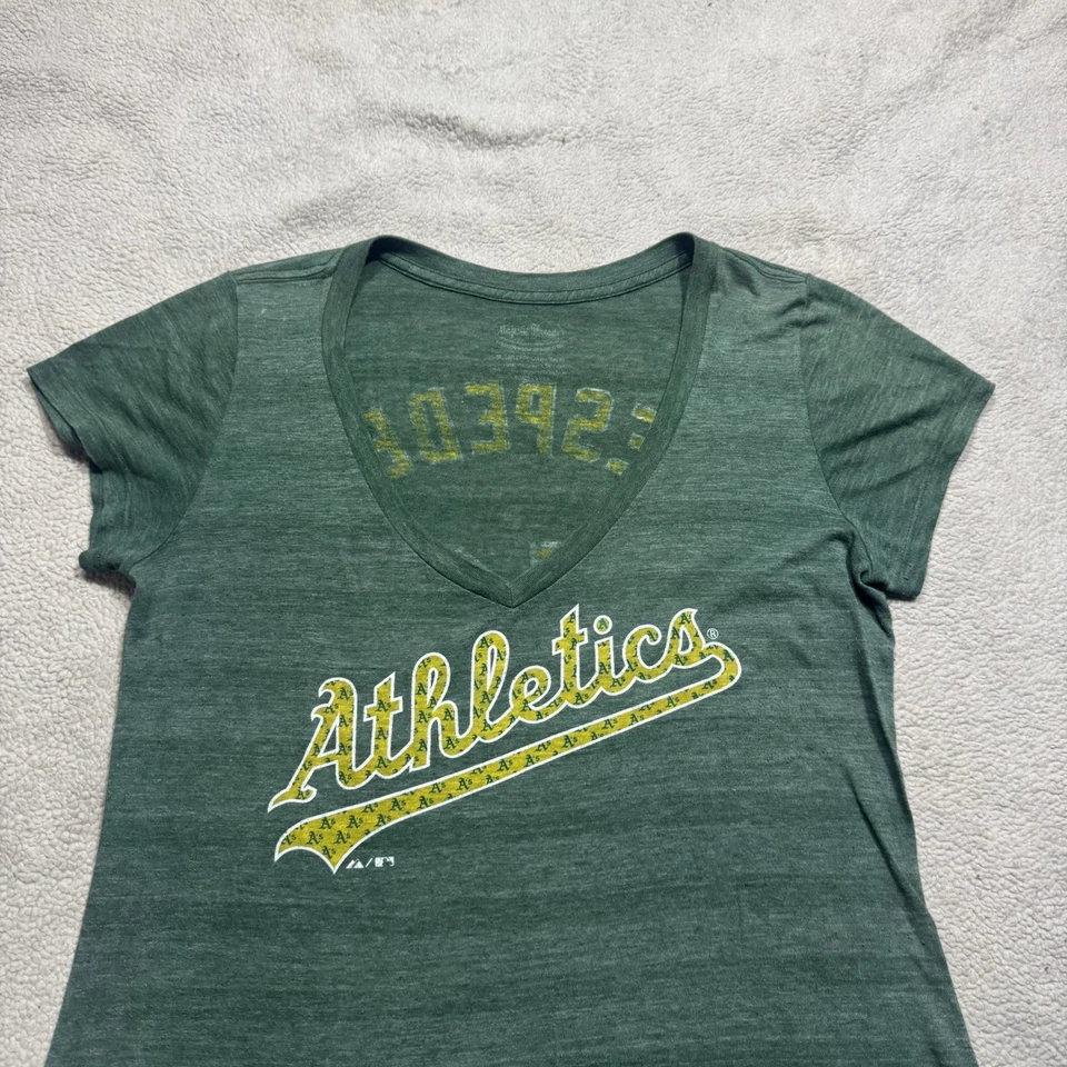 Yoenis Cespedes Shirt Womens 2X Oakland Athletics V-Neck Top Majestic Threads - Image 2 of 4
