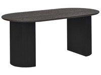 Esstisch 180 X 90 Cm Schwarz Geriffelte Beine Oval Minimalistischer Stil Savory