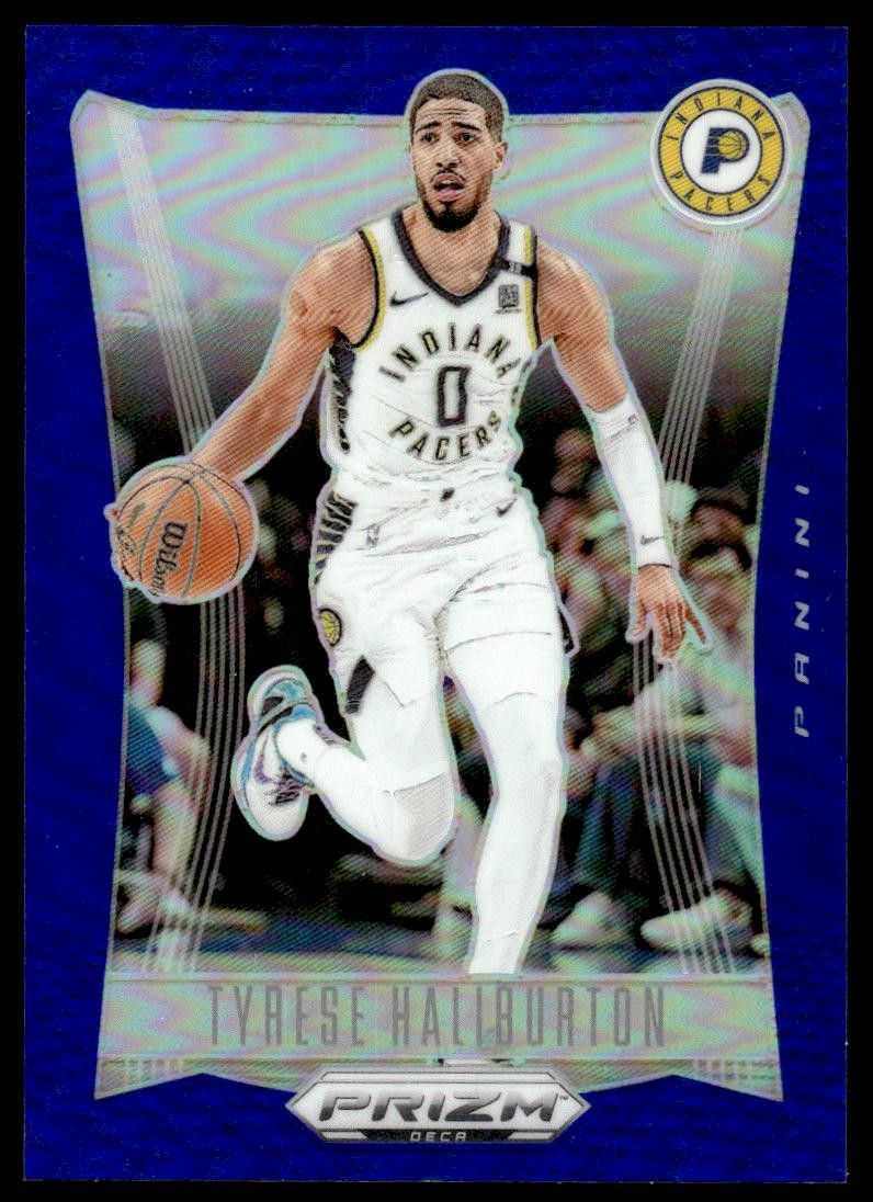 Tyrese Haliburton 2023-24 Panini Prizm Deca #247 Prizms Blue SN #/149 Pacers