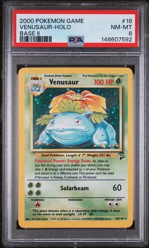 2000 Pokemon Base Set 2 Venusaur Holo Rare 18/130 PSA 8