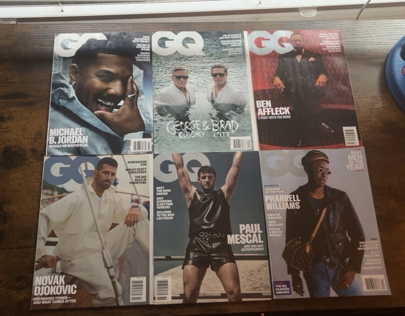 GQ Men’s Magazine Lot MICHAELB. JORDAN, NOVAK DJOKOVIC, GeorgeClooney, Brad Pitt