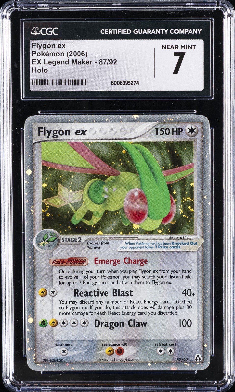 2006 POKEMON EX LEGEND MAKER,  HOLO #87/92 FLYGON EX CGC 7