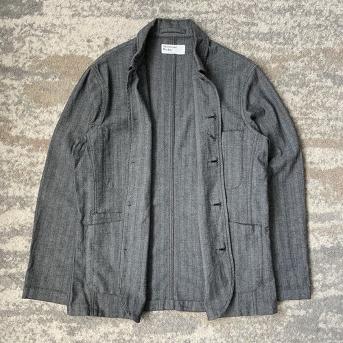 Universal Works Summer Herringbone Striped Chore Field Bakers Grey Jacket Medium - Picture 2 of 9