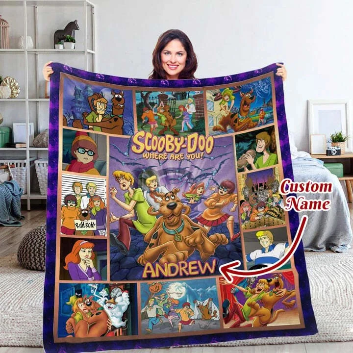 Personalized Scooby-Doo Blanket, Disney Blanket, Custom Name Fleece Blanket