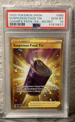 PSA 10 GEM MINT Suspicious Food Tin 080/073 SECRET RARE HOLO
