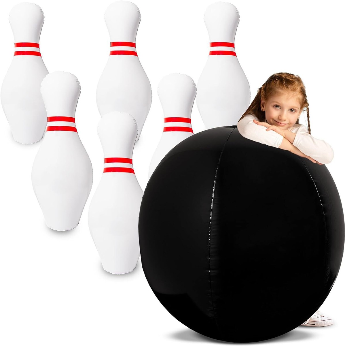 Lawn Games JUMBO INFLATABLE BOWLING GAME BOWL THROW PIN PLAY OUTDOOR ...
