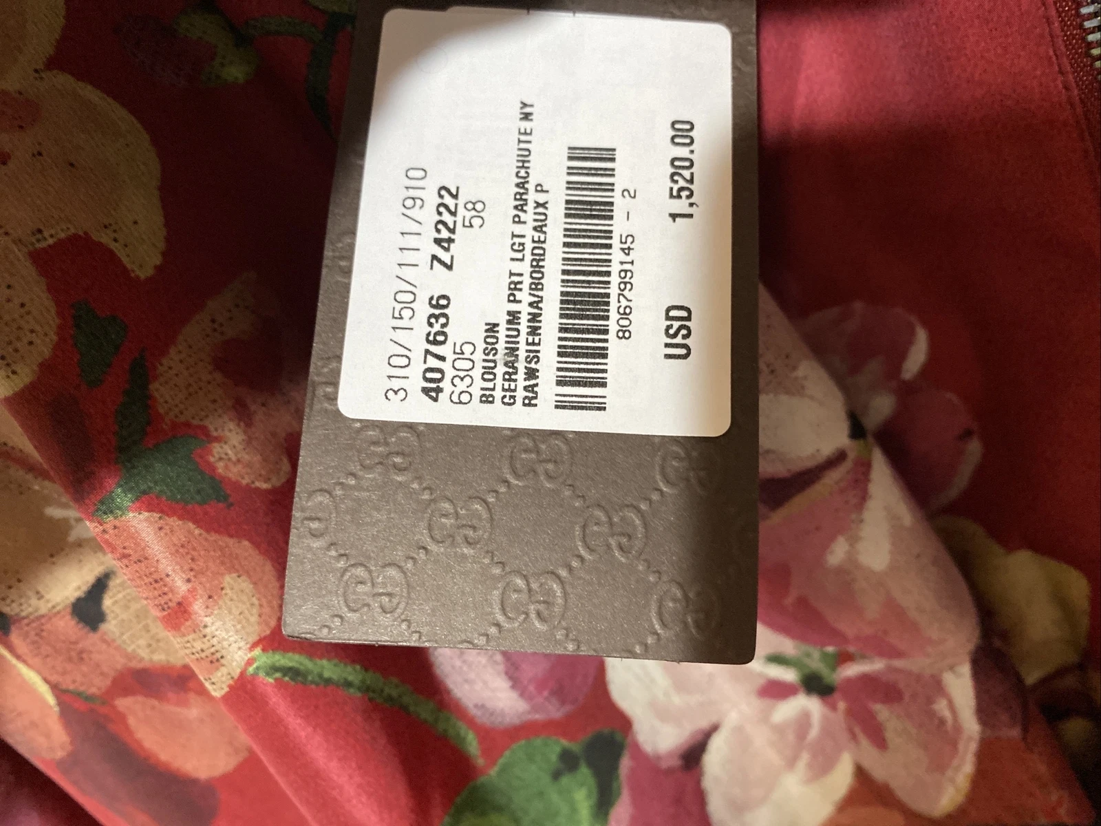 Felpa con cappuccio Gucci Camicia Geraniums Floreale Rava Sienna Giacca con Cerniera Taglia 58 Taglia $1800