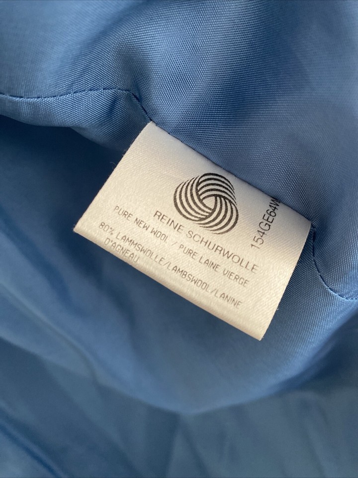 BASLER 1980s Vintage Blue Check Jacket Check Wool Uk 12 metal buttons