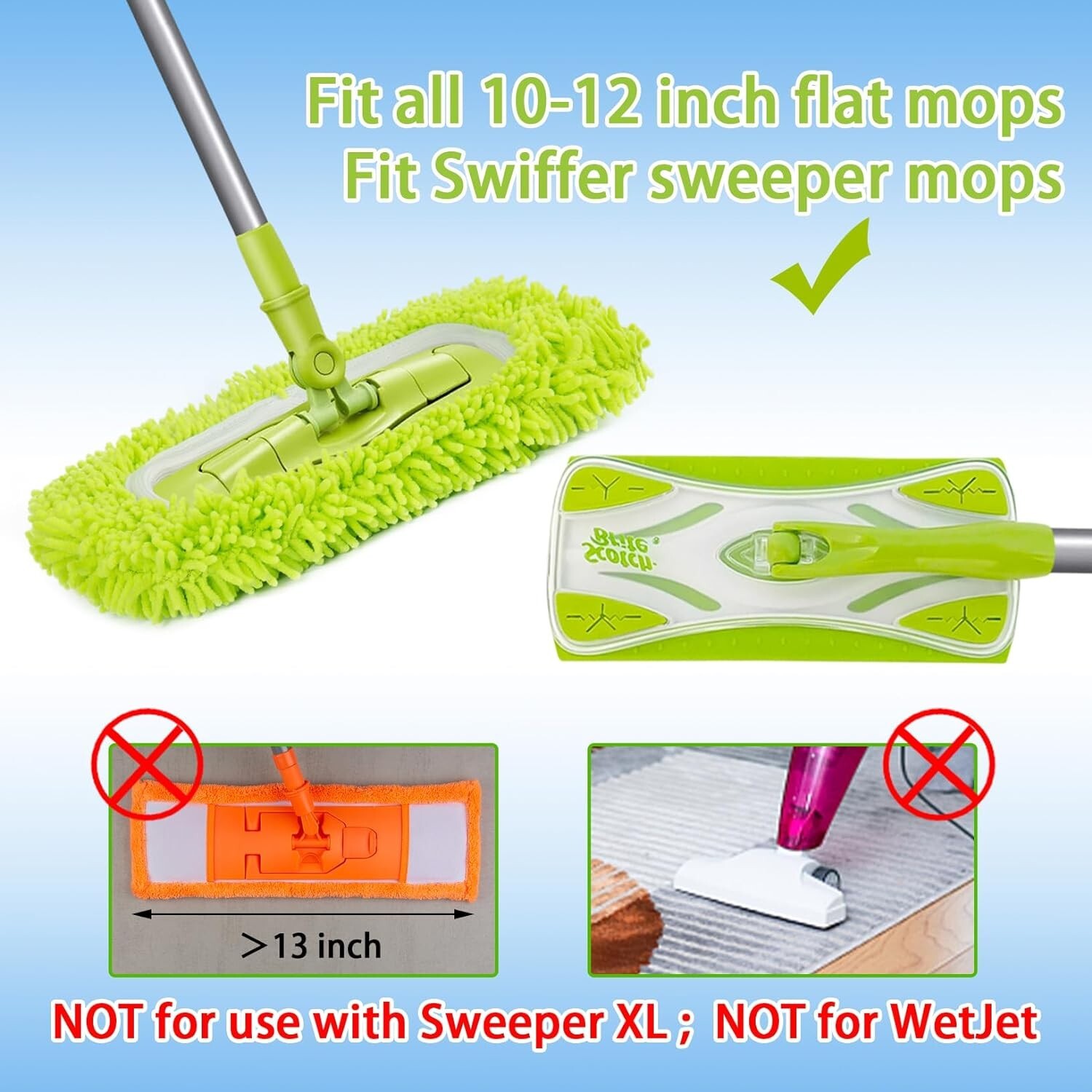 Reusable Dry Sweeping Cloths Microfiber Wet Mop Pads for Floor Cleaning (4PCS)