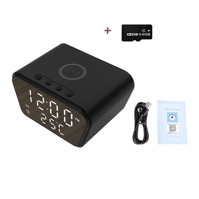 Bluetooth Clock Camera Wireless Phone Charger WiFi Live Stream Home Security Cam