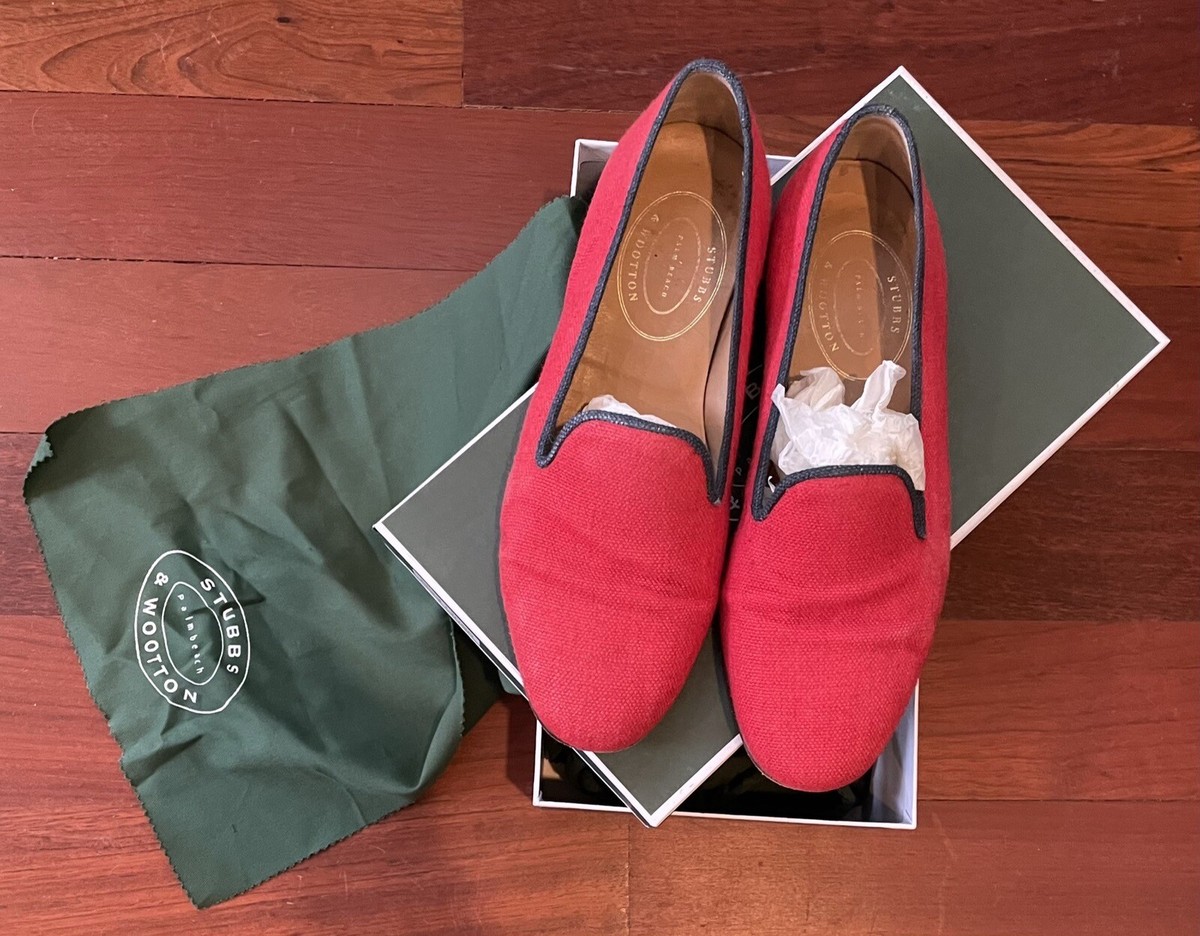 Stubbs & Wootton Red and Black Plaid Wool Slip-On Loafers Martini Tartan Slipper (Women) main image 2