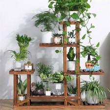 Wooden Flower Plant Pot Shelf Stand 5 Holder Garden Terrace Florist Display Rack