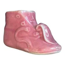 Vintage Pink Ceramic Baby Shoe 1941 Commemorative Birth Baby Shower Gift