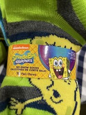 3 X 10 Pair Nickelodeon Spongebob No Show Socks Shoe Size M 7.5-3.5 New