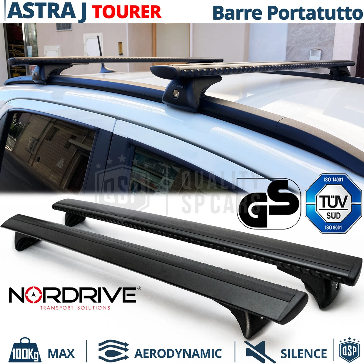 Barre Portatutto Ace-2 In Alluminio Per Opel Astra L Sports Tourer 2021-2024 – Grigio, Portata Max 75 Kg, Antifurto