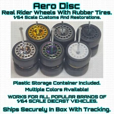 Aero Disc Rally Real Rider Wheels Rubber Tire For 1/64 Scale Hot Wheel & Other