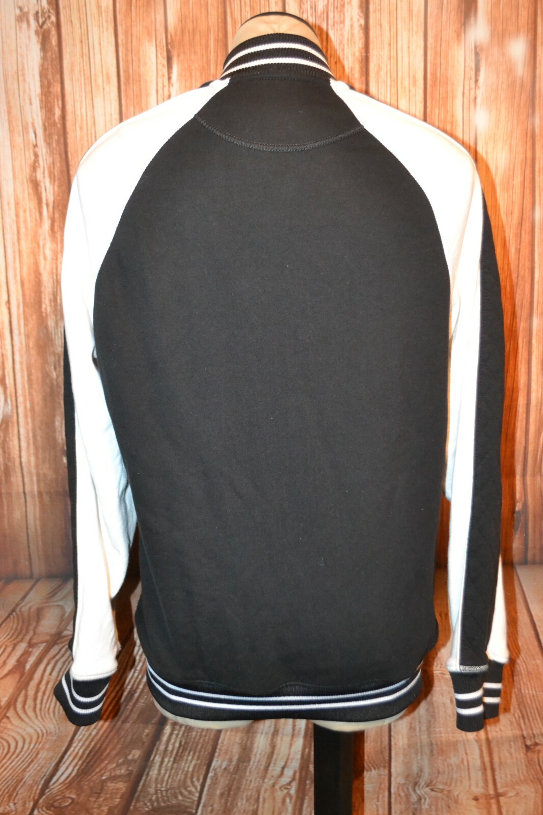 True Religion Women's Black White Snap Button Lettermans Varsity Jacket Sz S thumbnail 6