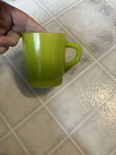 Anchor Hocking Fire King Lime Green Ombre Stackable Coffee Mug #25 Oven Proof