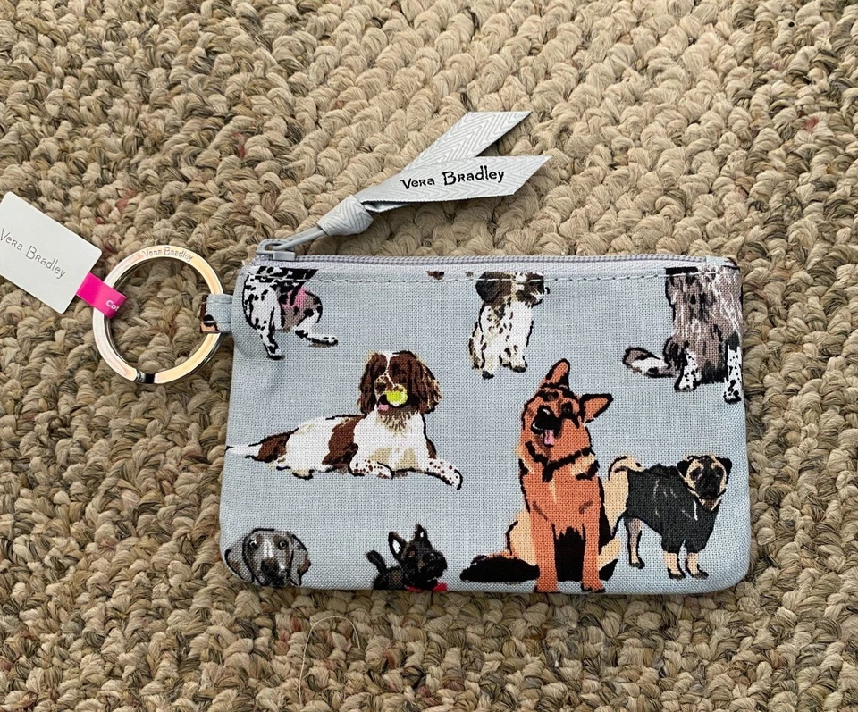 Серое кольцо-брелок Vera Bradley на молнии для удостоверения личности с принтом для выставки собак 14559-16012 - Изображение 2 из 2