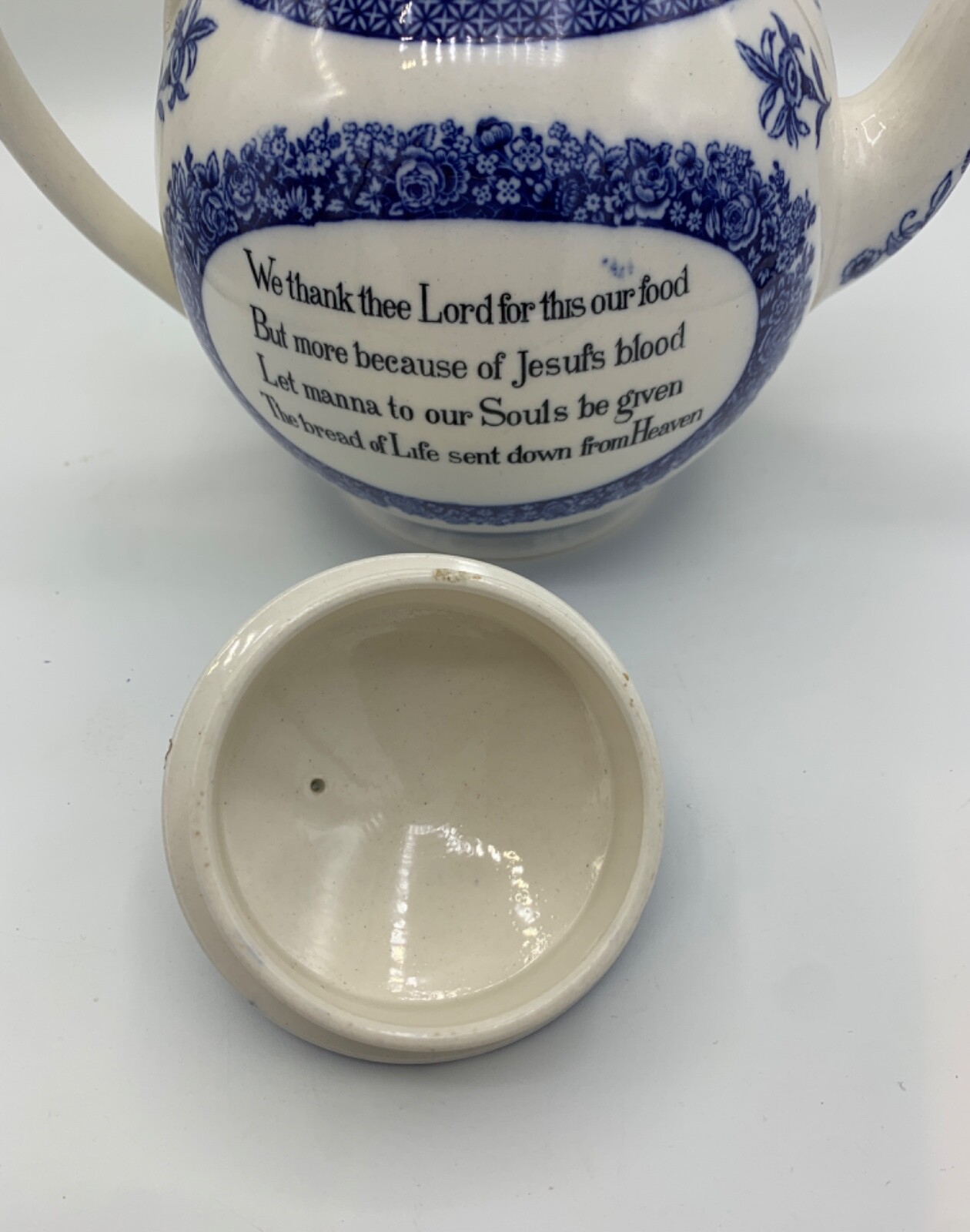 Vtg Blue & White John Wesley Methodist Prayer Replica 1761 Wedgwood