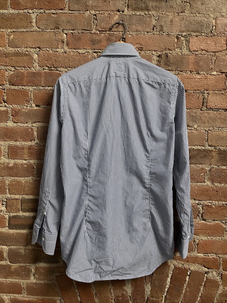 Tomorrowland Pilgrim Men’s Shirt, Sz 15/38, Blue/White Stripe 100% Cotton, Japan Tomorrowland Pilgrim Men’s Shirt, Sz 15/38, Blue/White Stripe 100% Cotton, Japan