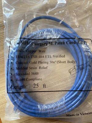 Network Cable - 350MHz Category 5E Patch Cord (UTP) 25 ft BLUE Network Cable