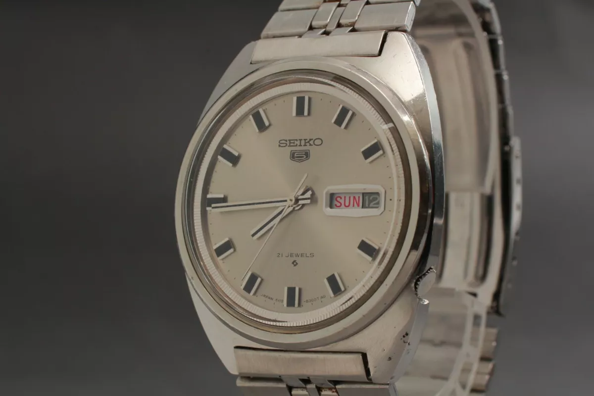 Exc 5 Vintage Silver Seiko 5 Automatic 21 Jewels 6119 8250 from Japan 488