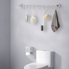 Stainless Steel Kitchen Hanging Rack Wall-mounted Hanging Rail W/ 10 Hooks