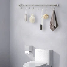 20" Pot Pan Rack Rail Wall Mounted Kitchen Utensil Organizer with 10 Hooks