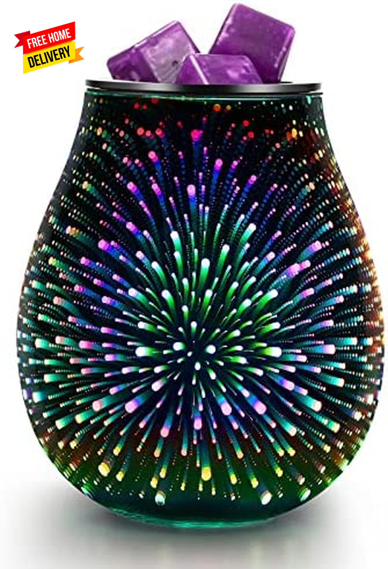 3D Glass Electric Wax Melt Warmer Oil Burner with Stable Heating PTC Reusable Si-image