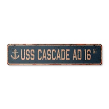 USS CASCADE AD 16 Vintage Street Sign us navy ship veteran sailor rustic gift