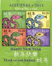 Aitutaki 2013 - Year of the Snake - Sheetlet - MNH