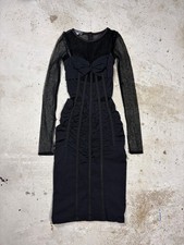 2000s Dolce & Gabbana Mesh Silk Corset Dress Sheer Panels 38 IT