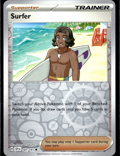Surfer 187/191 Reverse Holo Uncommon Trainer SV08: Surging Sparks