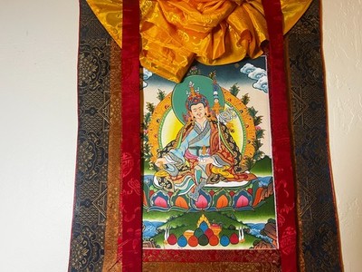 Guru Rinpoche Padmasambhava Thangka 11x14 original Hand painted Thanka fabric