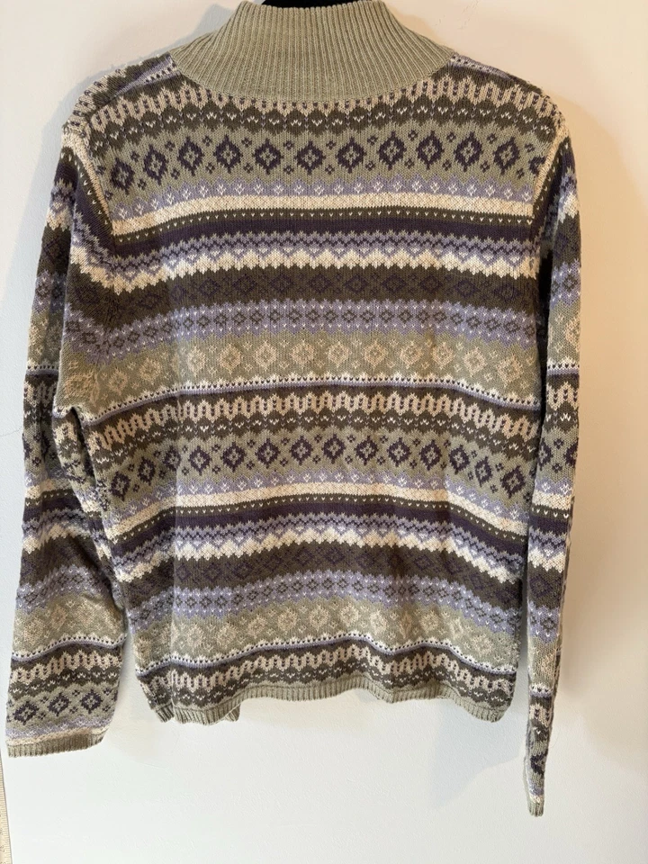 Suéter Vintage Vestido Granero Navidad Feria Isla Cremallera Completa - Para Mujer’s XL - Con Cuentas Foto 4 de 4