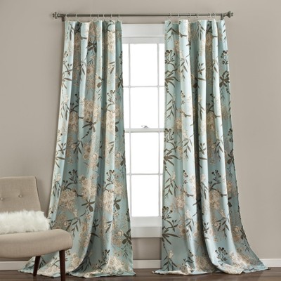 Lush Decor Botanical Garden Curtains 52''W x 84''L (Pack of 1), Blue 