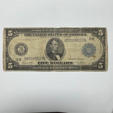 1914 $5 Federal Reserve Note Blue Seal New York 2-B