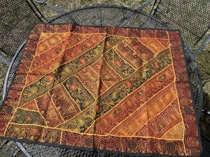 Hand embroidered  golden red Green wall hanging decor tapestry table Cover Cloth