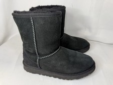 UGG Classic Short Boots Black Suede Sheepskin Youth Size 4